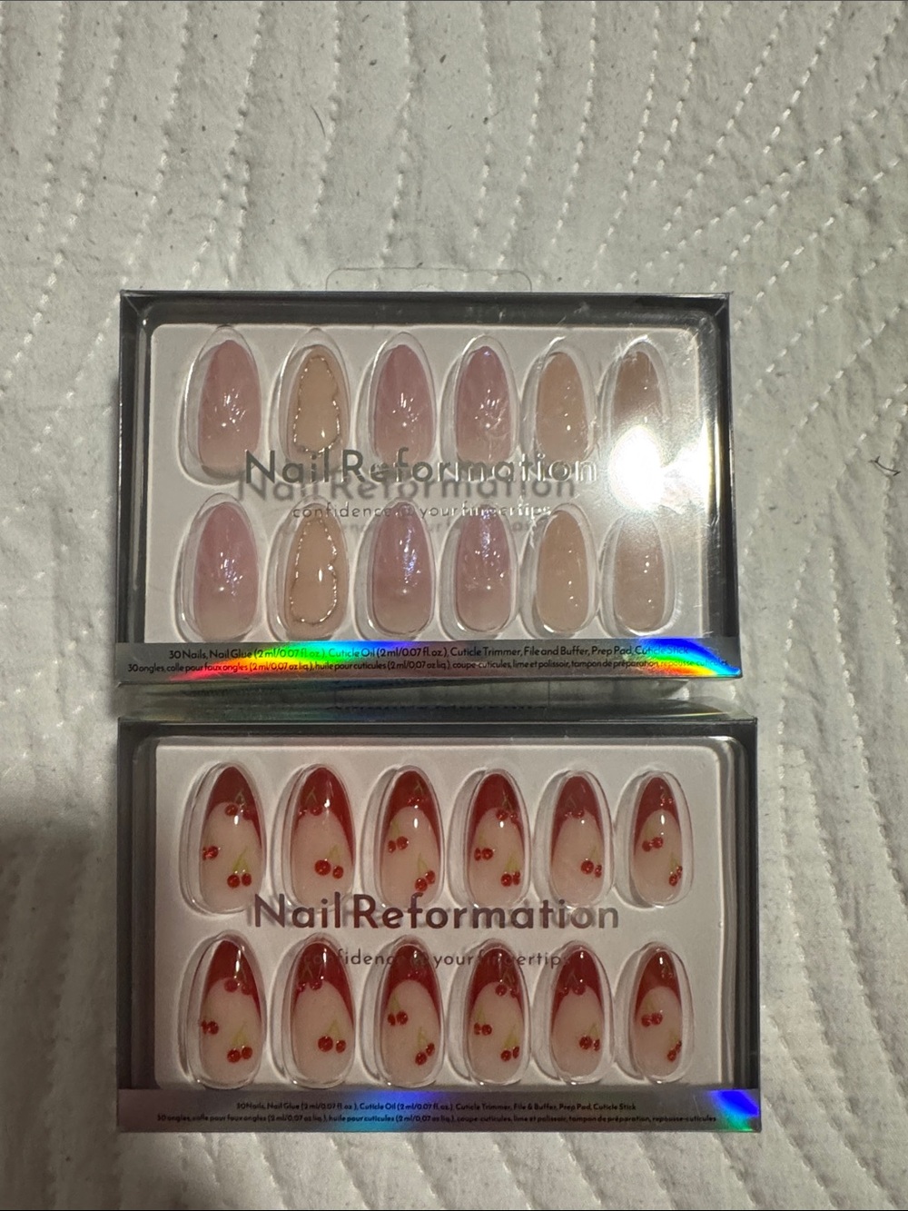 Nail Reformation Press-On Nails - Blush Ombre and Cherry Accent Sets